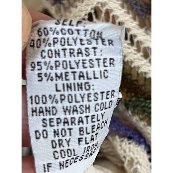 Vintage Crochet Open Knit Skirt L Multicolor Long Boho Hippie Indie Western 80s - Picture 9 of 10